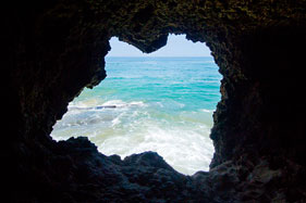 View from beach cave