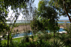 View of the pool from the lower level terrace
